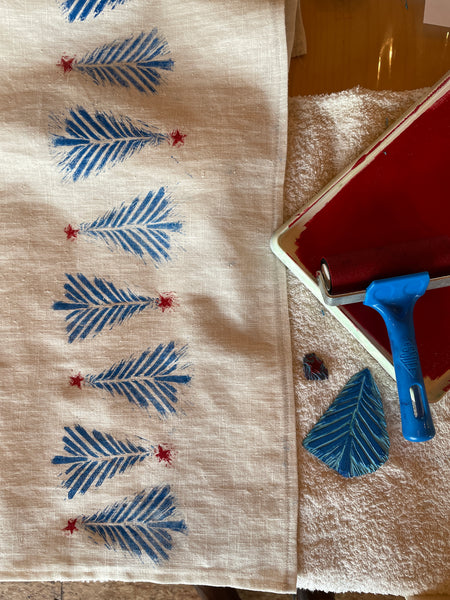 Linocut Linen Table Runner Printing (Hopeman) Saturday 29th November 2025
