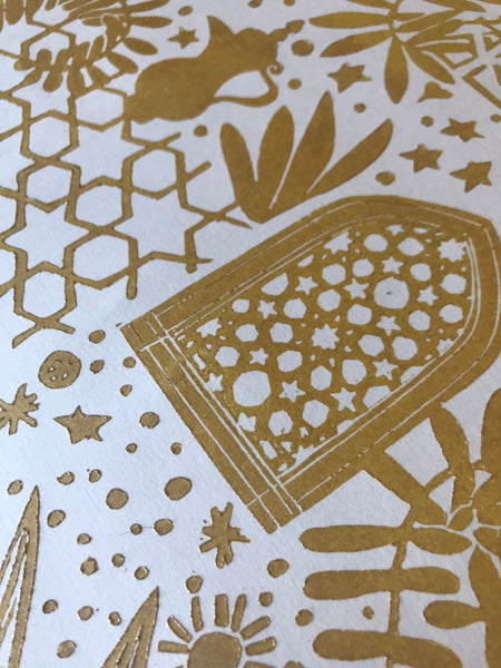 Arabian Nights Lino Print