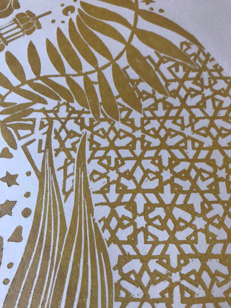 Arabian Nights Lino Print