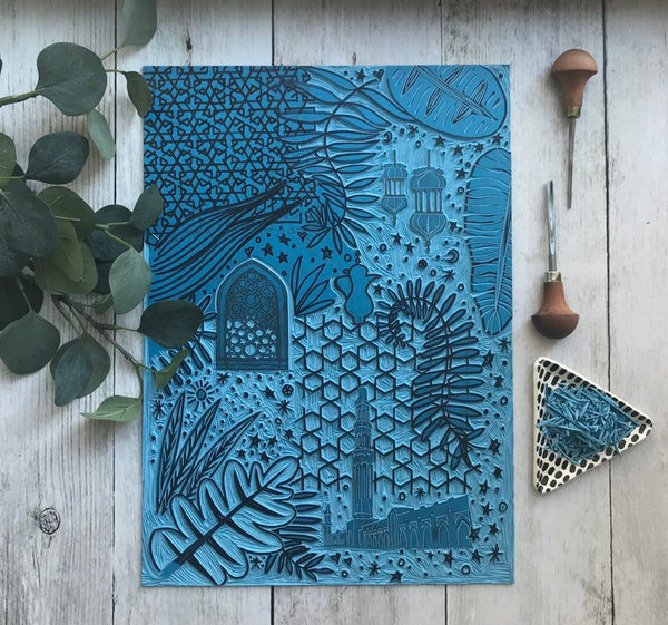 Arabian Nights Lino Print