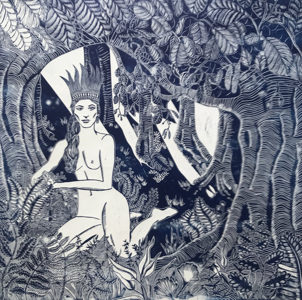 Volitia, Queen of the Forest Original Lino print 100 x 100cm