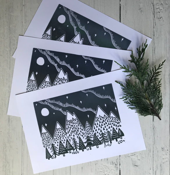 Aurora Mountain Print 21 x 29cm